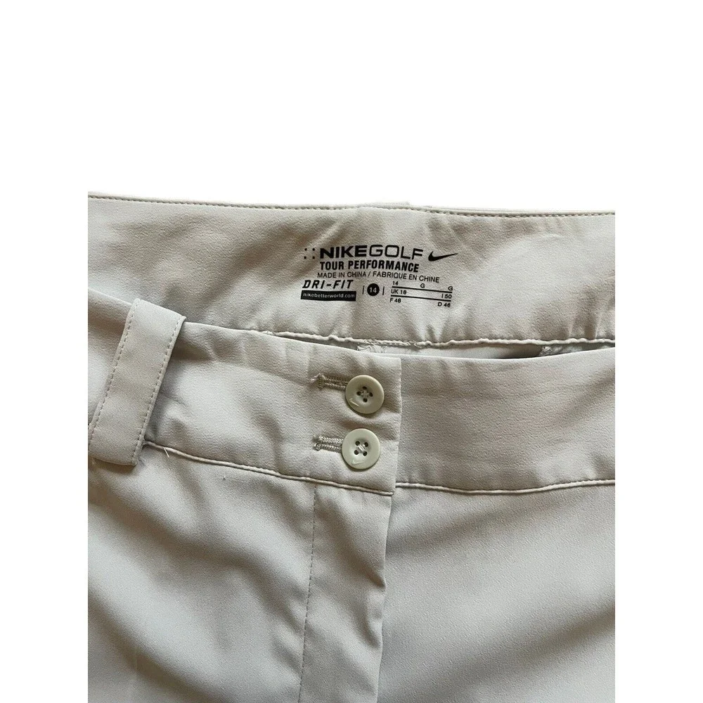 Nike Women's Modern Tech‎ Casual Trouser Cropped Pants Khaki Beige Size 14